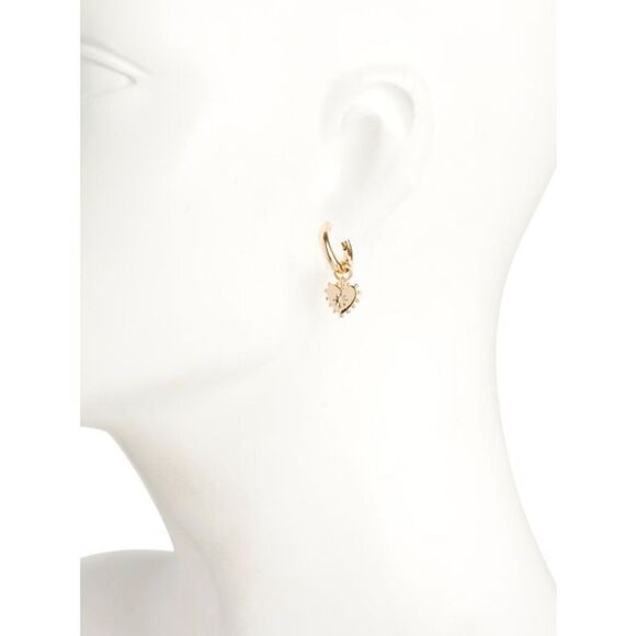 ❤️✨ REBECCA MINKOFF Gold Metal Studded Heart Huggie Hoop Earrings NEW WITH TAGS - Picture 8 of 16